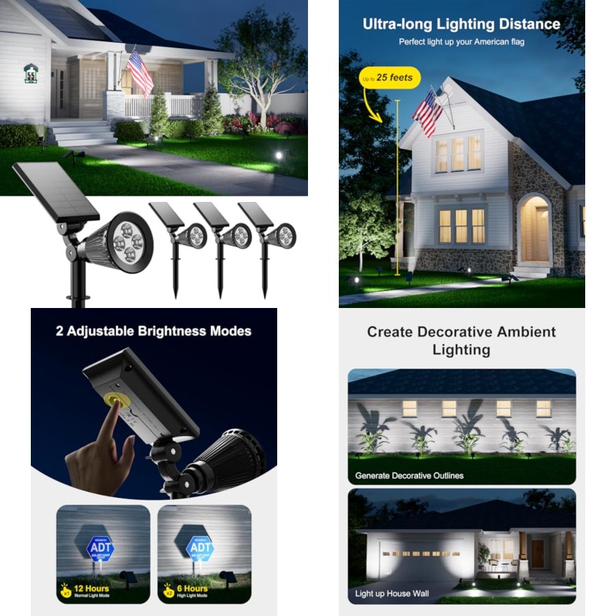 Outdoor Lighting Spotlight - Солнечные прожекторы для улицы, водонепроницаемые, для